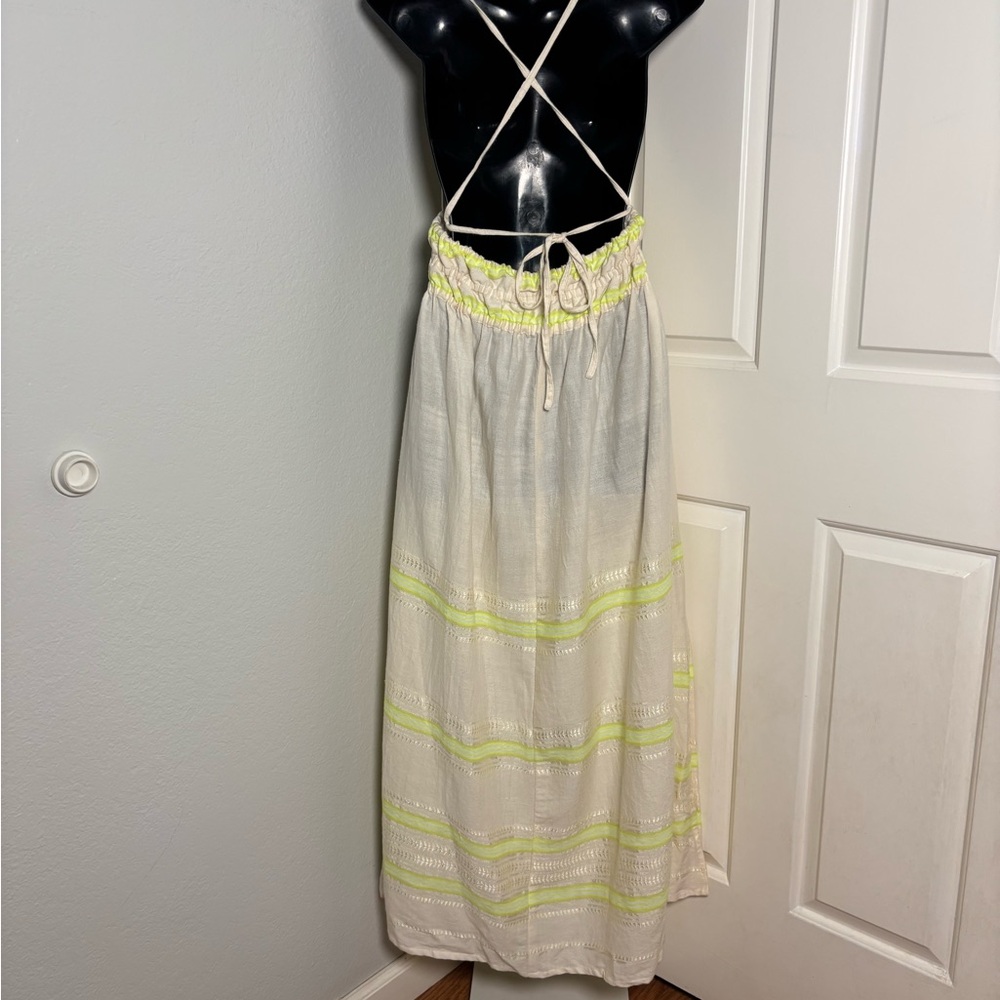 LEMLEM Gete hand spun woven halter maxi sun/cover Dress in lomi keylime - Picture 12 of 16